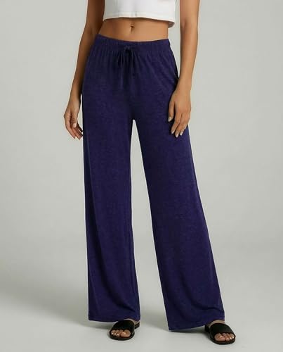 Image of Real Essentials 3 Pack: Women's Soft Palazzo Pants - Wide Leg Yoga Casual Loungewear Pajama Pj Bottoms (Plus Available)