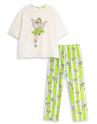 Disney Pyjama Vert à Manches Courtes et Jambes Longues Fée Clochette pour Femme | Pyjama rayé...