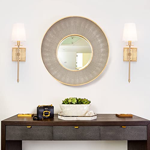 VILUXY Modern Wall Sconces Antique Brass Brush Paint Finish Bedside Wall Sconce Lighting Fixture with White Fabric Shade for Bedroom, Hallway, Entryway, Passway, Bathroom, Vanity 2 Pack by VILUXY - Used condition - Image 3