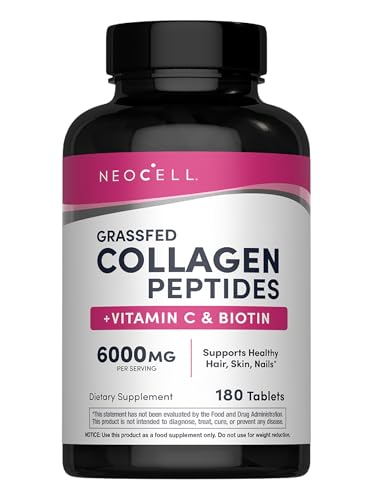 NeoCell Collagen Peptides Pills | 180 Tablets | with Vitamin C and Biotin | Grass Fed Bovine | Hair, Skin, & Nails | for Women and Men