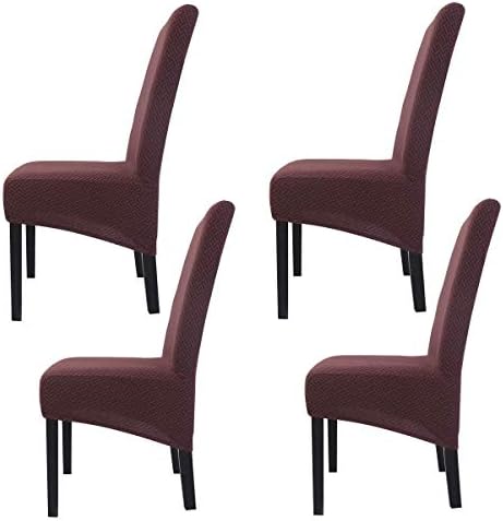 Crushed Velvet Large Size Dining Chair Covers Set of 4,Dining Room Chair Slipcovers,Stretch Elastic Removable Washable High Back Chair Covers for Dining Room,Hotel,Kitchen,Home(Dark Grey,Pack of 4)
