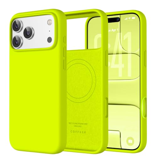 COFFKER Magnetic for iPhone 18 Pro /17 Pro Case Silicone, Neon Green