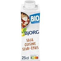 BJJORG Soja Cuisine Semi-Epais Bio est une alternative végétale idéale pour vos préparations culinaires. Sa texture semi-épaisse apporte onctuosité et saveur à vos sauces, gratins et plats mijotés. Produit biologique, garanti sans OGM ni additifs art...
