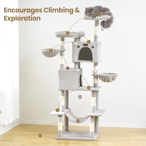 Feliskyn 74in Cat Tree Tower for Indoor Cats, Multi-Level Design — view 5