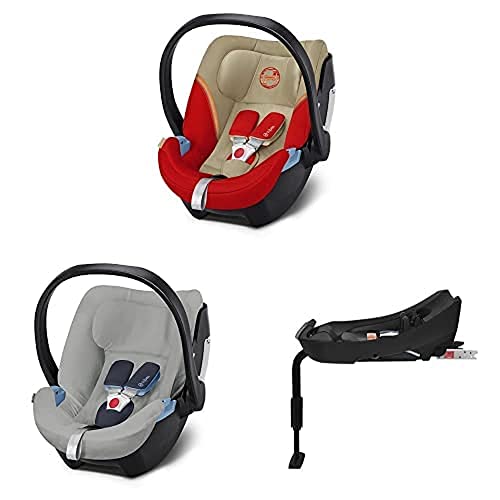 CYBEX Gold Babyschale Aton 5, Inkl. Neugeboreneneinlage Autumn Gold + Gold...