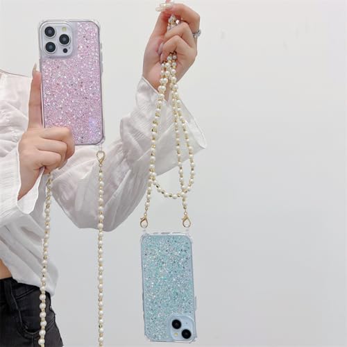 Coque de luxe iPhone 12 Argent avec perles élégantes et paillettes - 4