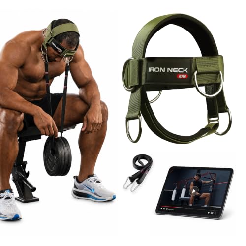 Image of Iron Neck Alpha Neck Trainer - Exercise & Workout Equipment | Versatile Neck Exerciser, Strengthener, Trainer with Adjustable Head and Chin Strap, Portable Head Harness for Weight Lifting