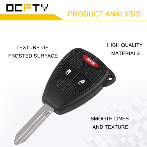 OCPTY 2 Uncut Blade Blank Key Remote Shell Case shell Replacement for Chrysler for Dodge for Jeep 3 Buttons