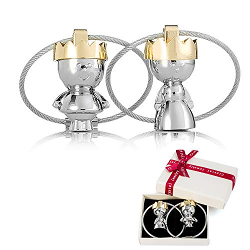 zooting 2 Schlüsselanhänger Queen und King Crown für Paare,1 Paar Liebe Klein Schlüsselbund,Edelstahl Drahtseil Deko Schlüsselband für Pärchen Partner Liebhaber Beste Freundin Freundschaft Geschenk Cover