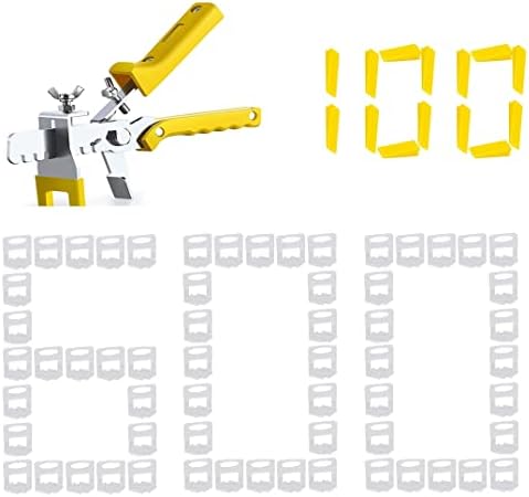 Tile Leveling System 1/8″ with Tile Plier – 600-Piece 3.0mm Tile Spacers Clips and 100-Piece Reusable Wedges (1/8 Inch Tile Spacers)