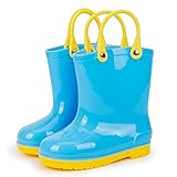 Sonsage Toddler Boys Girls Rain Boots Little Kids Easy-On Handles Blue Rainboots Unisex-Child Waterp
