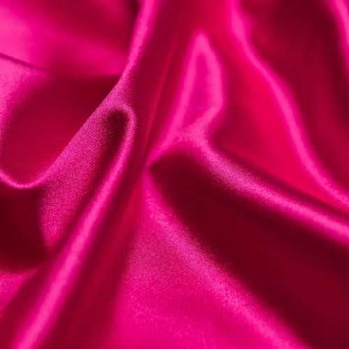 Ice Fabrics 4 Way Stretch Silky Spandex Satin Fabric by The Yard - 60" Wide Shiny Satin Spandex Fabric for Dresses, Active Wear, Yoga Pants, Table Cloth - Thick and Heavy - Hot Pink - 3 Yards