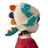 Capt. Bambu Children's Dinosaur Ear Protection Winter Hat - Cute Knitted Woolen Beanie for Boys & Girls, Unisex Baby Cold Weather Accessory
