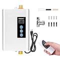 Tankless Water Heater Electric,110v 3000w Instant Water Heater with Remote Control, Water Temperature Regulating and Adjustable Temperature, LCD Digital Display for Kitchen and Bathroom,White