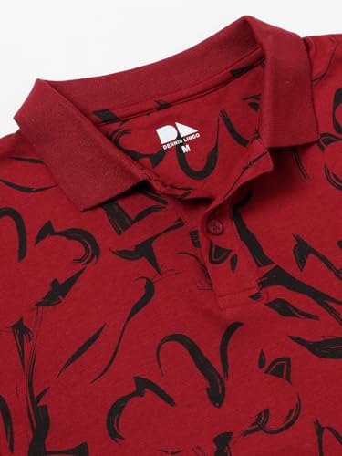 Image of Dennis Lingo Men's Cotton Printed Slim Fit Button-Down Short Sleeve Polo Tshirt