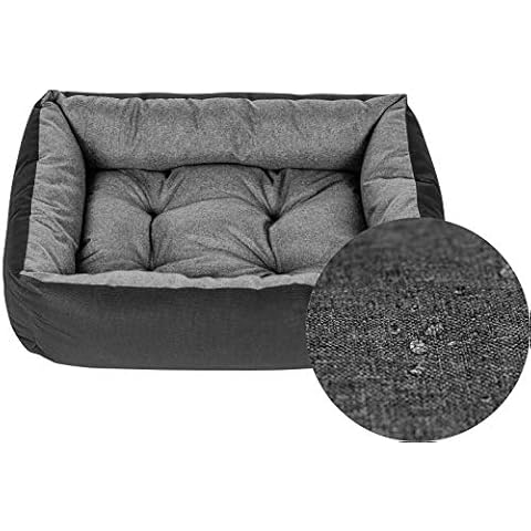 Superkissen24. Pet Bed for Dog and Cat - Dog Sofa - Washable - Medium and Big Dogs - XL - Black and Gray - Flax Cover