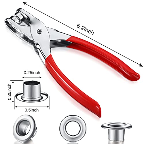 Mudder 301 Pcs Grommet Eyelet Pliers Tool Kit, Fabric Leather Hole Eyelets and Grommets Punch Pliers with 300 Metal Eyelets for Belt Shoes Cloths(Silver,1/4 Inch,Classic) by Mudder - Image 3