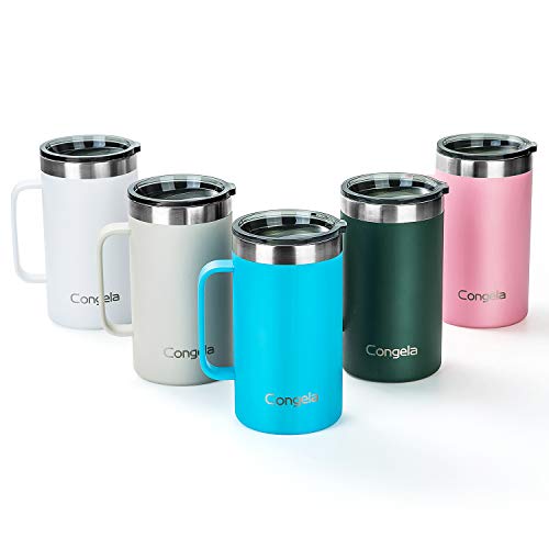 Congela 22Oz Blue Stainless Steel Insulated Coffee Mug With Handle, Double Wall Tea Cup With Tritan Lid (Sky Blue, 22Oz) #TOP4