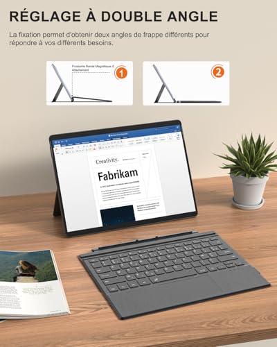 Clavier Français AZERTY Bluetooth à Batterie Lithium pour Surface Pro MoKo - 6