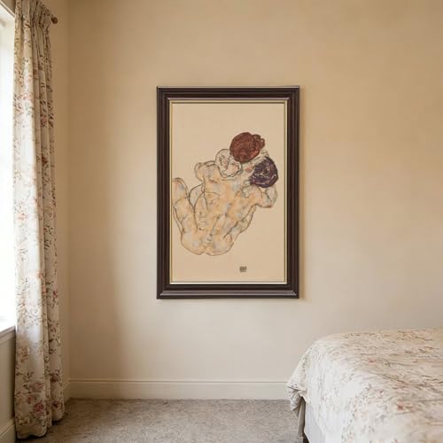 Cadre Egon Schiele Lovers déco murale prête à suspendre pour mur vide