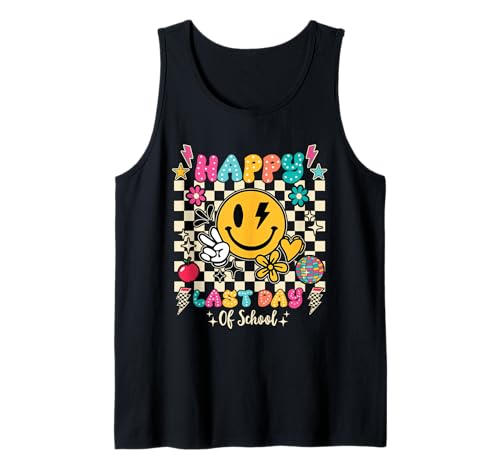 Rétro Happy Last Day Of School Teacher Student Hello Summer Débardeur