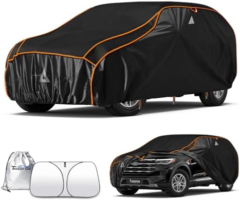 Hail Protector Car Cover for SUV(Length:191"-201") + Gift Windshield Sunshade, Multi-Layered EVA Hail Proof Car Cover, Padded Car Hail Protector Explorer, Telluride, Palisade, Pilot etc.