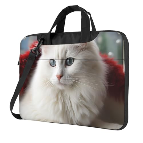 Sac ordinateur 14 pouces motif chat blanc pour homme et femme
