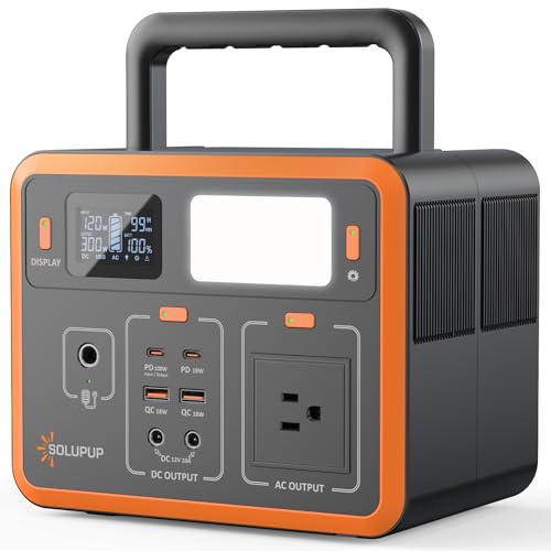 SOLUPUP Portable Power Station 90,000mAh, 288Wh LiFePO4 Battery Bank, 300W (Peak 600W) Solar Generator, with 110V AC Outlet for Camping & Emergency Backup