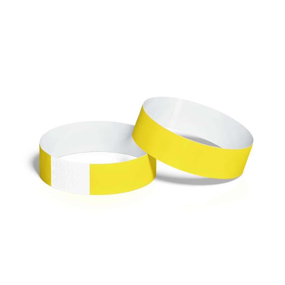 ID&C Security Tyvek Paper Wristbands – 100 Numbered Tamper Proof Wristbands for Events, Entry & Access Control – Highlight Yellow