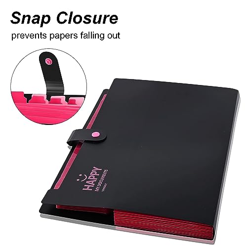Image of NISUN 12 Pocket Expanding File Folder, Black | Accordion Document Organizer, Adjustable Buckle, For School Office Home