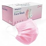 MAGICARE Pink Face Mask, Disposable - 3 Ply, Premium Pink Mask for Adults - Soft, Breathable, Comfortable - Disposable Face Masks for Women & Men (50/Box)