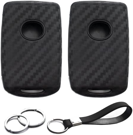 2pcs Compatible with 2022 2021 2020 Mazda 3 6 CX-30 CX-5 CX-9 MX-5 Miata Carbon Fiber Looks Black Silicone FOB Key Case Cover Protector Keyless Remote Holder for Base GS GT GX Touring Sedan Hatchback