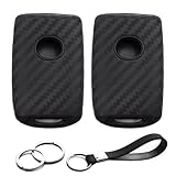 INFIPAR 2pcs Compatible with Mazda 3 6 3 Sport CX-3 CX-5 CX-9 CX-30 CX-50 CX-90 MX-5 Miata MX-30 EV Carbon Fiber Looks Black Key Fob Cover Case Key Chain Protector Keyless Remote Holder