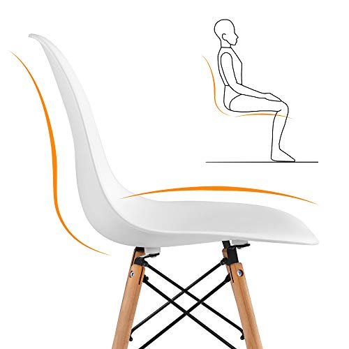 Yaheetech Dining Chairs Modern Side Shell Eiffel Dsw Chairs With Beech Wood Legs And Metal Wires For Dining Room Living Room Bedroom Kitchen Lounge Reception, Set Of 4, White #TOP7
