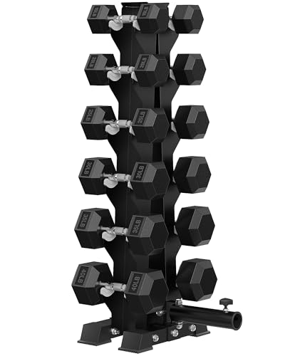 HANDBODE Dumbbell Set with A-Frame Rack, Rubber Coated Dumbbells 330 lb