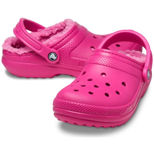 Image of Crocs Unisex Adult Mens and Women's Classic Lined | Fuzzy Slippers Clog, Fuchsia Fun, 14 Women /12 Men US