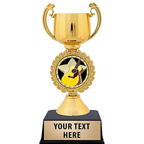 Crown Awards Guitar Gold Cup Trophy, 6 1/2" Custom Guitar Award Trophy, Engraving Included