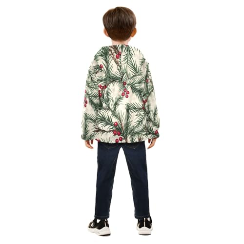 Christmas Tree Branches Girls Fleece Jacket Girls Fall Jacket Girls Zip Up Hoodie Girls Sherpa Jacket 2-10T4