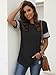 Cuptacc Damen T Shirt Elegant Rundhalausschnitt Raglan Kurzarm T-Shirt Leichte Luftig Striped Stulpe Lockere Tuniken Wrinkle Free Komfort Top Schwarz XL