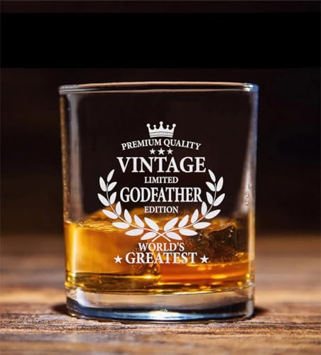HKDesignGift Vintage World's Greatest Godfather Engraved Whisky Glass - Gift For Whiskey Drinker - Birthday Gift For Godfather - Best Godfather Ever - Gift For Father's Day