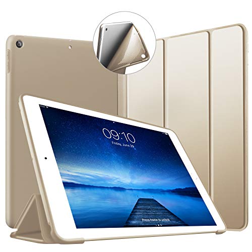 VAGHVEO Coque iPad 2018, Nouvel iPad 6ème 5ème génération Coque, Étui pour iPad 2018/2017 9,7 Pouces Smart Cover Case (Réveil/Sommeil Automatique) Housse TPU Souple pour Apple iPad 9.7', Or