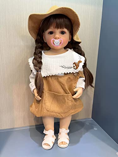 TERABITHIA 22 Inches Long Wig Hair So Truly Reborn Baby Doll Crafted in Silicone Vinyl Full Body Anatomically Correct, Newborn Realistic Princess Toddler Girl Dolls Look Real, Forever Yours Sweetheart