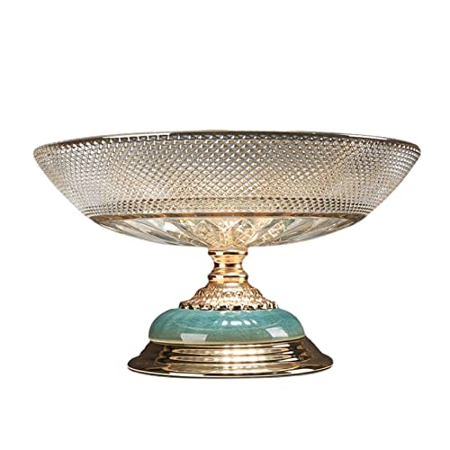 Bols à Fruits Bol à Fruits en Verre Moderne, décoration de Salon de Maison, Assiette à Bonbons Transparente, Base en céramique créative en métal, Plat à Fruits Fruit Basket