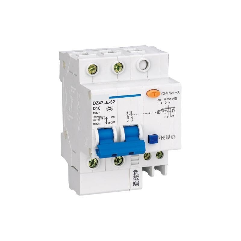 Disjoncteur de fuite DZ47LE-32 2P D10 30mA protection différentielle magnétothermique