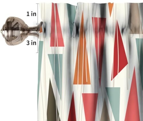 Image of Mid Century Modern Window Valance Curtain, Vintage Retro Stars Abstract Boomerang Pattern Window Valances Treatments for Kitchen Living Room Cafe Decor 54'x18', 1 Panel