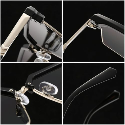 Lunettes de soleil UV400 solides à charnières métalliques bleu dégradé
