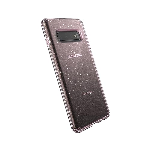 Speck Products Presidio Clear+Glitter Samsung Galaxy S10 Plus Case, Glitter Bella Pink with Gold Glitter/Bella Pink (124610-6603)