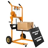 Tory Carrier Material Lift Winch Stacker, Staccatore di pallet con capacità di 350 libbre, altezza di sollevamento 102,9 cm, carrello per transpallet, carrello elevatore con piattaforma in acciaio