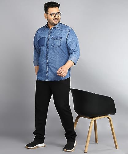 Image of Urbano Plus Men's Denim Full Sleeve Regular Fit Washed Casual Shirt
