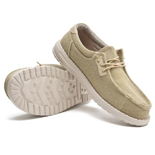 Image of Men's Canvas Loafers, Slip On Casual Shoes | Hands Free, Lightweight, Comfortable, Breathable Upper, Walking Shoes, Stretch, Travel, Vacation, Everyday Wear